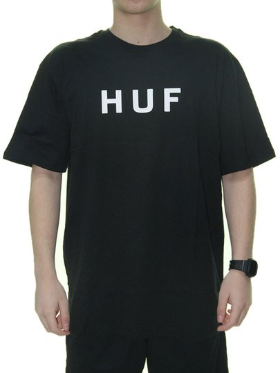 Camiseta Masculina HUF Essentials OG Logo Manga Curta - Preto