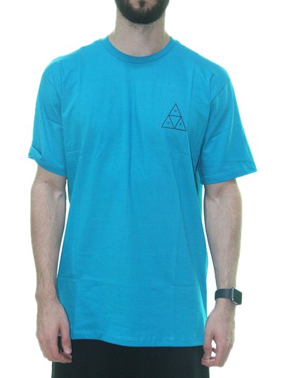 Camiseta Masculina HUF Essentials TT Manga Curta Estampada - Azul Turquesa
