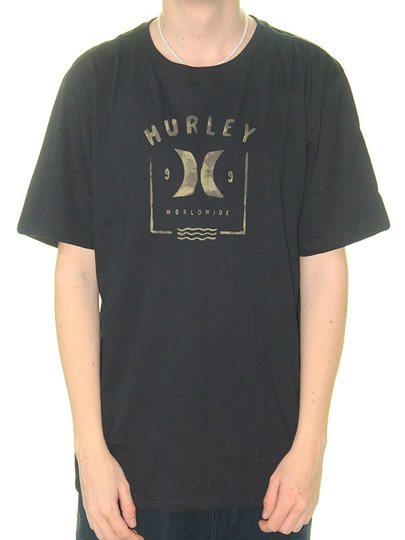 Camiseta Masculina Hurley Acqua Manga Curta Estampada - Preto