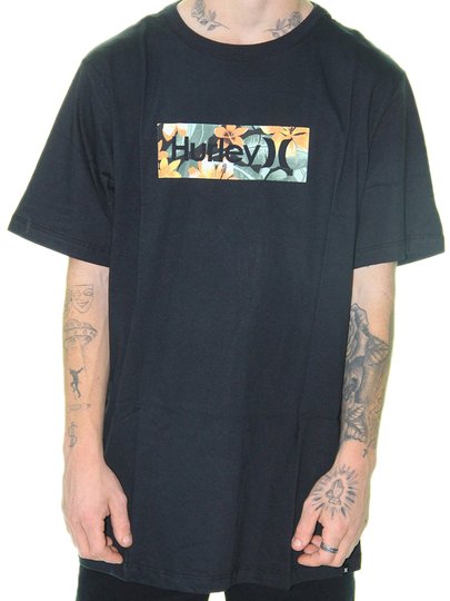 Camiseta Masculina Hurley Cabana Box Manga Curta Estampada - Preto