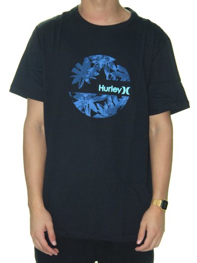 Camiseta Masculina Hurley Circlefoliage Manga Curta - Preto