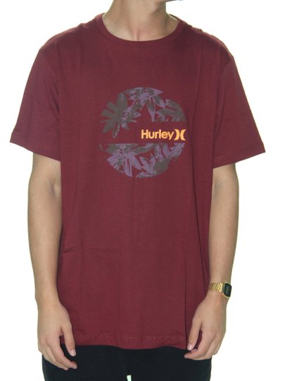 Camiseta Masculina Hurley Circlefoliage Manga Curta - Vinho