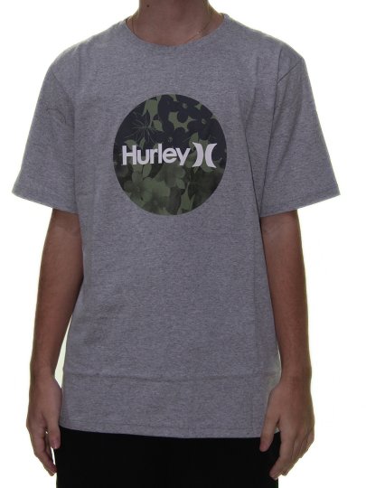 Camiseta Masculina Hurley Deep Flower Manga Curta - Cinza Mesclado