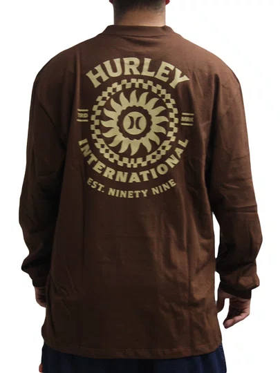 Camiseta Masculina Hurley Empire Maxfit Manga Longa Estampada - Marrom