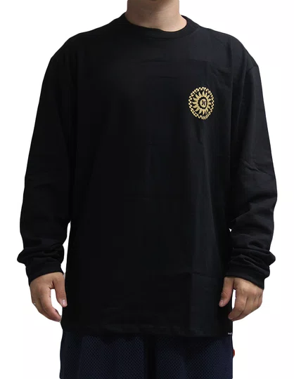 camiseta Masculina Hurley Empire Maxfit Manga Longa Estampada - Preto