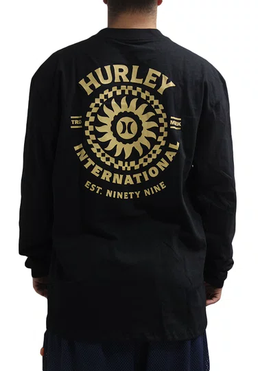 camiseta Masculina Hurley Empire Maxfit Manga Longa Estampada - Preto