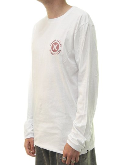 Camiseta Masculina Hurley Mandala Manga Longa Estampada - Branco