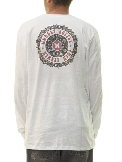Camiseta Masculina Hurley Mandala Manga Longa Estampada - Branco