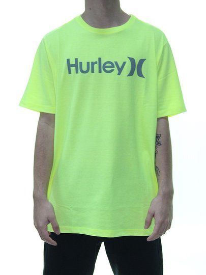 Camiseta Masculina Hurley O&O Manga Curta Estampada - Amarelo Neon