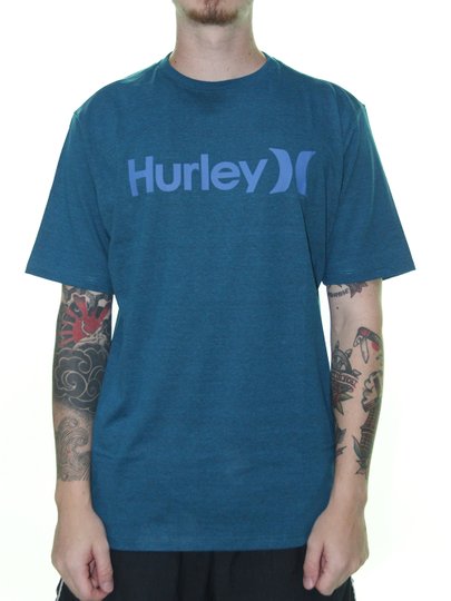 Camiseta Masculina Hurley O&O Solid Manga Longa - Azul Mesclado