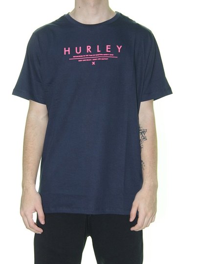 Camiseta Masculina Hurley Oriental Manga Curta Estampada - Marinho