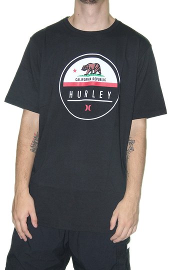 Camiseta Masculina Hurley Silk California Manga Curta Estampada - Preto