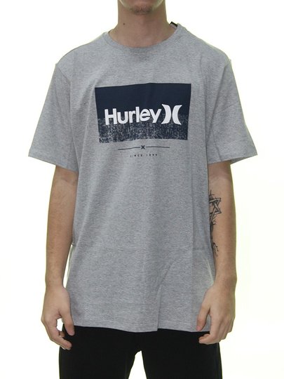 Camiseta Masculina Hurley Silk Disorder Manga Curta Estampada - Cinza Mesclado