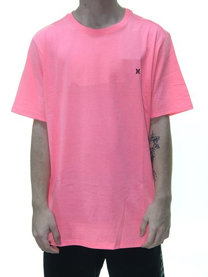 Camiseta Masculina Hurley Silk Heat Manga Curta - Rosa Neon