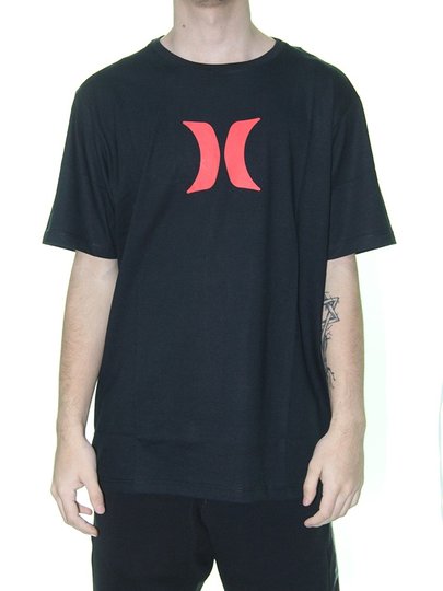 Camiseta Masculina Hurley Silk Icon Manga Curta Estampada - Preto