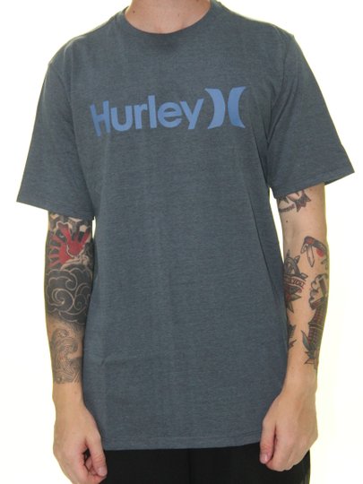 Camiseta Masculina Hurley Silk O&O Manga Curta - Azul Mesclado