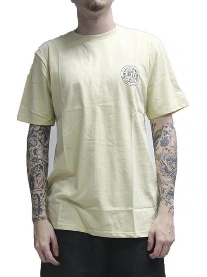 Camiseta Masculina Hurley Sticker Manga Curta Estampada - Bege