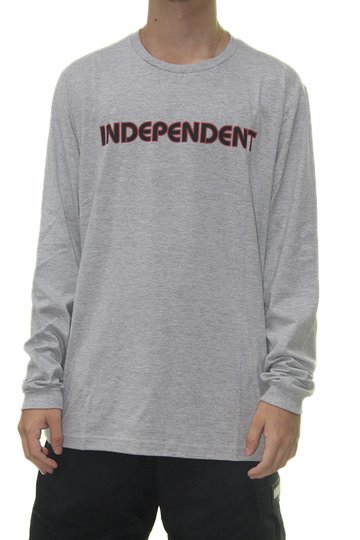 Camiseta Masculina Independent Bar Logo Manga Longa Estampada - Cinza Mescla