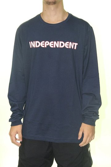 Camiseta Masculina Independent Bar Logo Manga Longa Estampada - Marinho