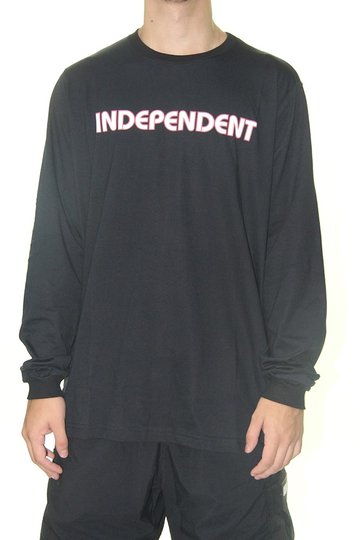 Camiseta Masculina Independent Bar Logo Manga Longa Estampada - Preto
