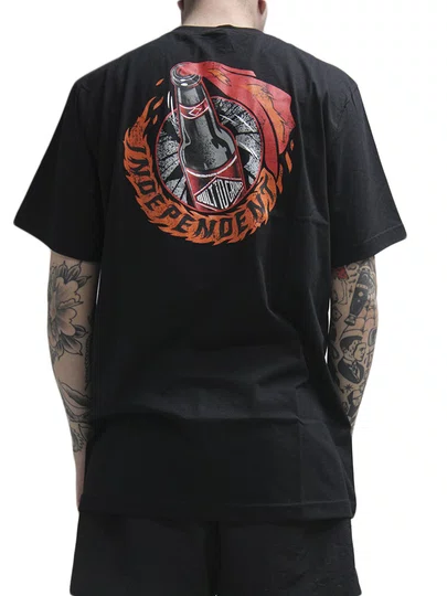Camiseta Masculina Independent Fire Starter Manga Curta Estampada - Preto
