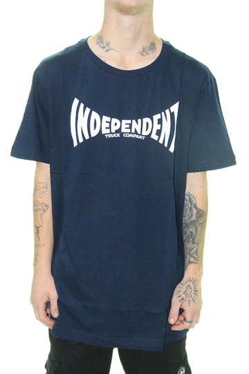 Camiseta Masculina Independent Span Logo Manga Curta Estampada - Marinho