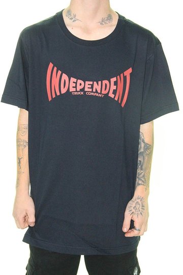 Camiseta Masculina Independent Span Logo Manga Curta Estampada - Preto