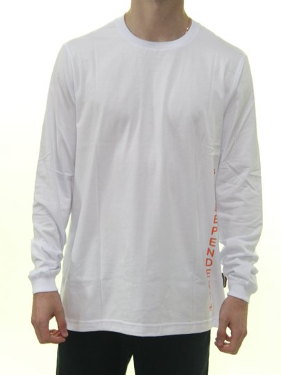 Camiseta Masculina Independent Vertical Manga Longa Estampada - Branco/Laranja