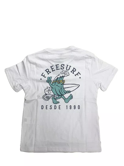 Camiseta Masculina Infantil Freesurf Wave Manga Curta Estampada - Branco