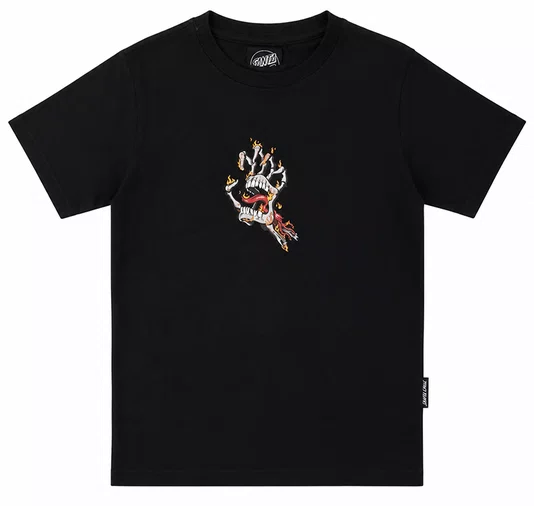 Camiseta Infantil Santa Cruz Burnit Bone Manga Curta Estampada - Preto