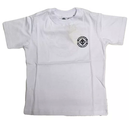 Camiseta Masculina Infantil Session Chest Logo Manga Curta Estampada - Branco