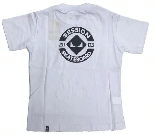 Camiseta Masculina Infantil Session Chest Logo Manga Curta Estampada - Branco