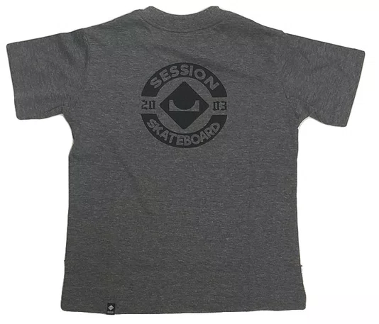 Camiseta Masculina Infantil Session Chest Logo Manga Curta Estampada - Chumbo Mesclado