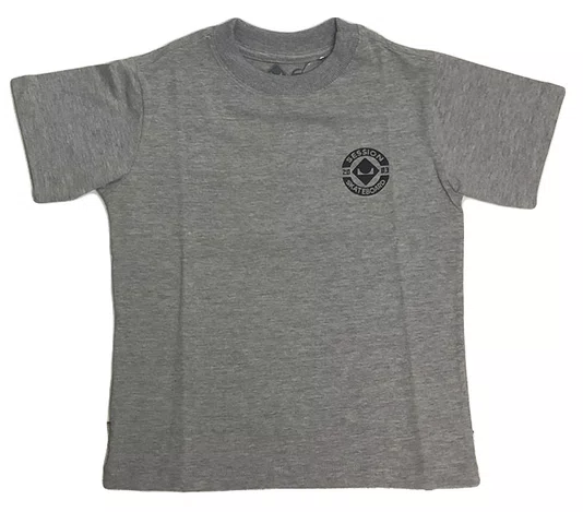 Camiseta Masculina Infantil Session Chest Logo Manga Curta Estampada - Cinza Mesclado