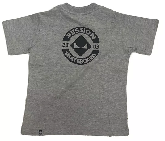Camiseta Masculina Infantil Session Chest Logo Manga Curta Estampada - Cinza Mesclado
