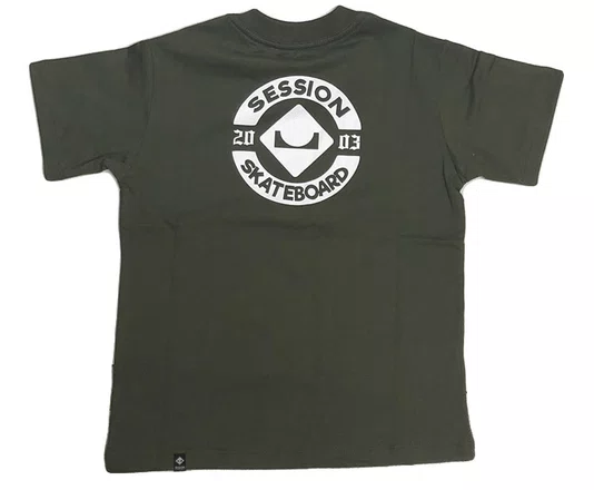 Camiseta Masculina Infantil Session Chest Logo Manga Curta Estampada - Verde