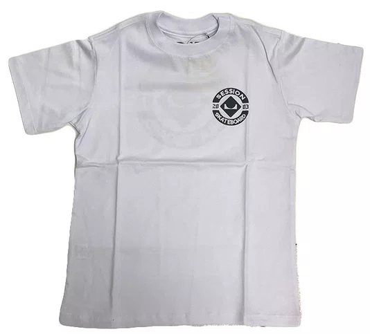 Camiseta Masculina Juvenil Session Chest Logo Manga Curta Estampada - Branco