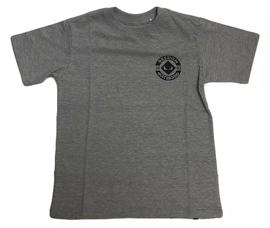 Camiseta Masculina Juvenil Session Chest Logo Manga Curta Estampada - Cinza Mesclado