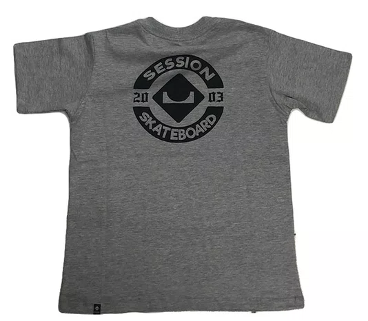 Camiseta Masculina Juvenil Session Chest Logo Manga Curta Estampada - Cinza Mesclado