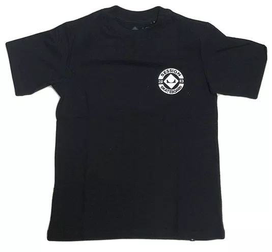 Camiseta Masculina Juvenil Session Chest Logo Manga Curta Estampada - Preto