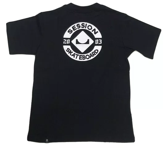 Camiseta Masculina Juvenil Session Chest Logo Manga Curta Estampada - Preto