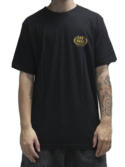 Camiseta Masculina Lay Back Classic Manga Curta Estampada - Preto