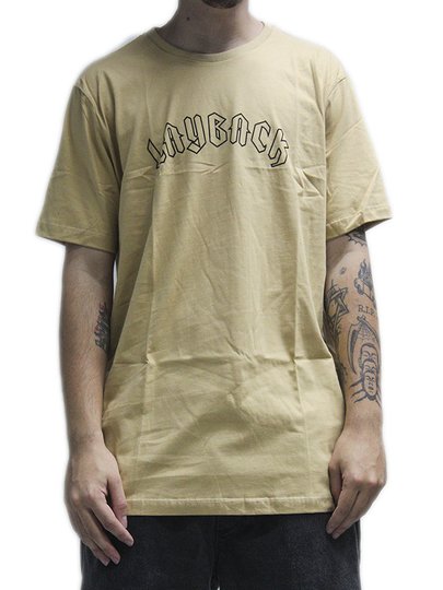 Camiseta Masculina Lay back Manga Curta Estampada - Caqui