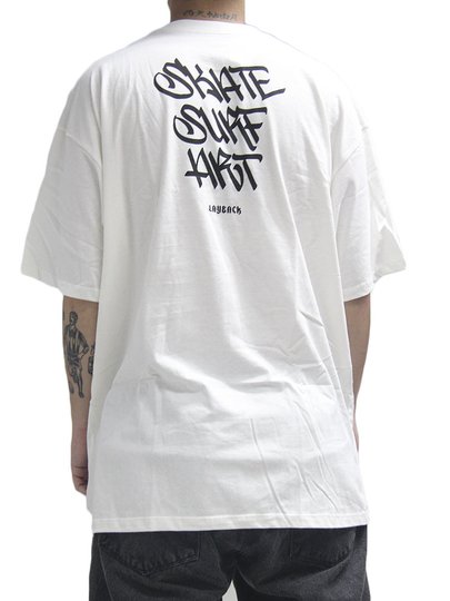 Camiseta Masculina Lay Back Oversized Skate Surf Manga Curta Estampada - Bege