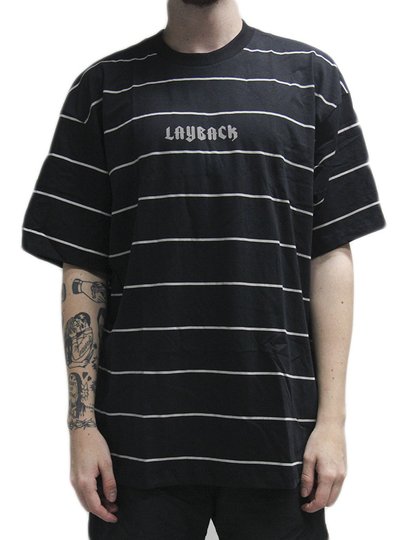 Camiseta Masculina Layback Oversized PB Manga Curta Estampada - Preto