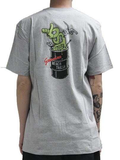 Camiseta Masculina Lost Beach Trash Manga Curta Estampada - Cinza/Mescla