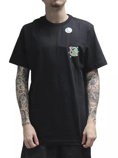 Camiseta Masculina Lost Crazy Gang Manga Curta Estampada - Preto