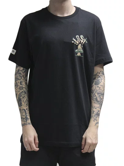 Camiseta Masculina Lost Fantastic Magic Tea Manga Curta Estampada - Preto