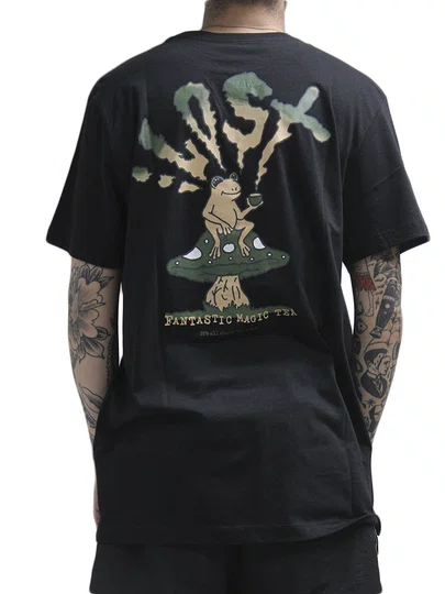 Camiseta Masculina Lost Fantastic Magic Tea Manga Curta Estampada - Preto