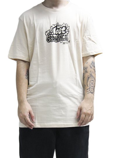 Camiseta Masculina Lost Ordance Manga Curta Estampada - Bege